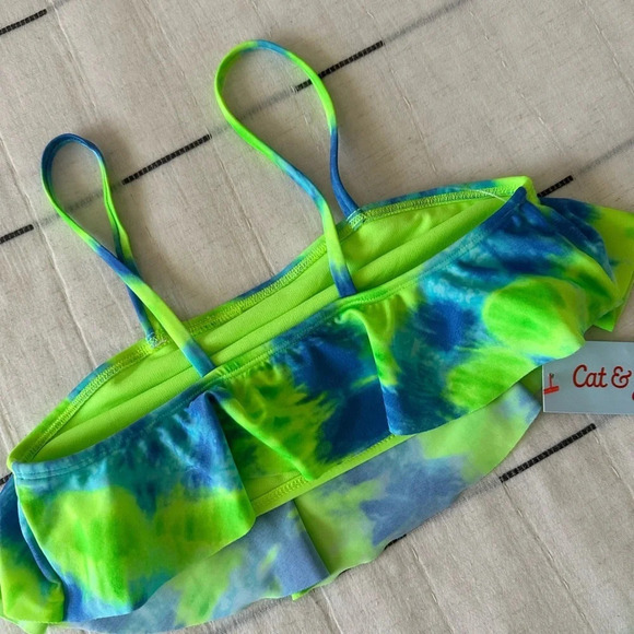 NWT Cat & Jack 2 Piece Swimwear for Girls Green Blue Size L 10/12 - Picture 6 of 9